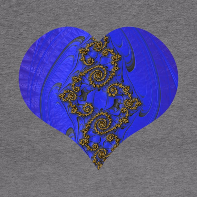 Fractal Romance and Love Heart Series Bronze Lace on Blue by Artist4God